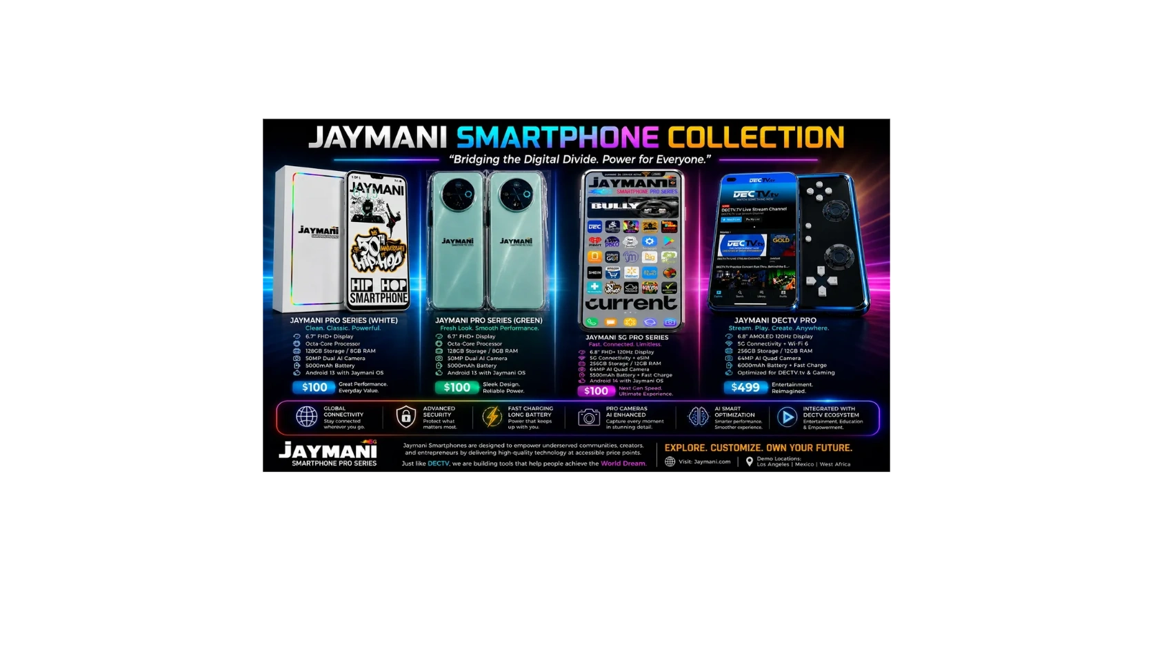 Jaymani Smartphone Collection — four models from $100 to $499